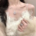 wholesale S925 Sterling Silver Royal Princess Lace Palace Super Exquisite Snowflake Inlaid Full Diamond Natural Chalcedony Necklace Collarbone Chain-0-1