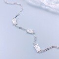 wholesale S925 Sterling Silver Fashion Geometric Square Zircon Bracelet Simple and Elegant Minimalist Niche Design Gift for Girlfriend-0-2