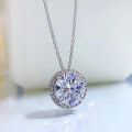 wholesale 925 Silver Jewelry New Style D Color White Diamond Pendant 110 High Carbon Diamond Collarbone Chain Minimalist Women's Necklace 38+5-0-3