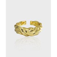 wholesale S925 Sterling Silver Korean Style Ins New Minimalist Irregular Versatile Open Ring for Women-18K Gold [No. 13/Adjustable] Opening adjustable