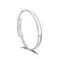 wholesale Metal Material S990 Pure Silver, Smooth Solid Silver Bangle for Women, Adjustable Push-Pull Style, Elegant Mother's Bracelet, Silver Bracelet Gift for Girlfriend-0-4