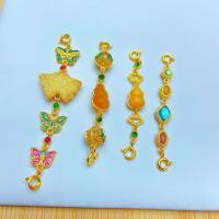 wholesale S925 gold-plated silver with natural beeswax gourd extension chain DIY bracelet necklace chain butterfly old beeswax accessory-Auspicious Cloud Gourd