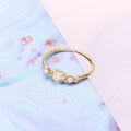 wholesale S925 Silver Plated 14k Gold Japanese INS Style Natural White Crystal Pearl Ring-0-1