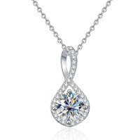 S925 Silver Moissanite Infinity Pendant Necklace-2-carat white moissanite