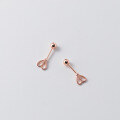 wholesale Sterling Silver Dainty Sweet Hollow Heart Stud Earrings for Women Students Small Threaded Bead Earrings G9550-0-3