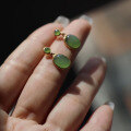 wholesale S925 Silver Inlaid Natural Hetian Jade Jasper Ear Studs, New Chinese Minimalist Style, Live Streaming Hit, Wholesale from Manufacturers-0-1
