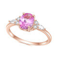 wholesale Rose gold plated over S925 sterling silver with pink sapphire gemstone ring, fashion luxury advanced sense temperament-0-5