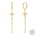 wholesale S925 Sterling Silver Fashion Tassel Starlight Earrings with Inlaid Crystals-0-0