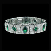 wholesale 925 Silver Gold-Plated Bracelet with High-Carbon Drilled Muzo Green Art Deco Decoration, Small Retro Versatile Jewelry for Women-Muzo Green 16.5cm 925 Silver