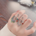 wholesale S925 Sterling Silver Vintage Adjustable Peacock Wide Band Ring for Women, Ethnic Style Antique Thai Silver Phoenix Ring-0-2