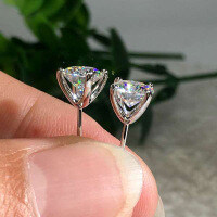 Sterling Silver Square Moissanite Stud Earrings for Women-Style J [Clearance Sale - Free Shipping] White Gold  925 Silver