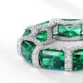 wholesale S925 Gold-Plated Sterling Silver with High-Carbon Cultivated Emerald Green Stone, Trendy and Unique Ring-0-2