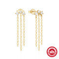 wholesale S925 Sterling Silver Rhinestone-Studded Tassel Chain Earrings, Light Luxury Fashion Earrings-0-0