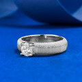 wholesale S925 silver ribbon brushed ring set with 50 white diamond vintage hand-brushed band-0-1