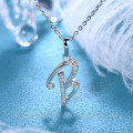 Metal Alloy Creative 26-Letter Simple Moissanite Necklace with Advanced Group Setting-0-4