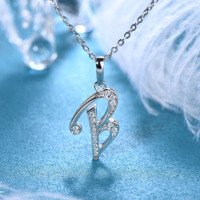 Metal Alloy Creative 26-Letter Simple Moissanite Necklace with Advanced Group Setting-Style B [Clearance Sale with Free Shipping]  925 Silver