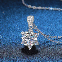 S925 Sterling Silver Moissanite Hexagram Pendant Necklace, 2025 Women's Fashion-[Super Sparkling Zircon] 1 Carat Necklace  925 Silver