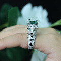 wholesale 925 Silver Gold-Plated Ring with High Carbon Diamonds, Double-Headed Leopard Cat Design, Muzo Green, Versatile Women's Ring for Everyday Wear-0-3