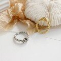 wholesale S925 Sterling Silver Korean Style Knot Ring Ins Minimalist Cold Tone Retro Twist Rope Knot Adjustable Open Ring for Women-0-3