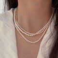 wholesale S925 Sterling Silver High-Quality Round Swarovski Pearl Necklace Bracelet for Women, Luxurious and Sophisticated Collarbone Chain-0-2