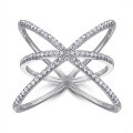 wholesale 925 Sterling Silver Wholesale Multi-Layer Stackable Rings for Women, Exaggerated Cross Design Triple Band Index Finger Rings, Popular in Europe and America-0-1