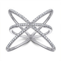 wholesale 925 Sterling Silver Wholesale Multi-Layer Stackable Rings for Women, Exaggerated Cross Design Triple Band Index Finger Rings, Popular in Europe and America-Platinum US size 7#