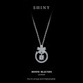 Sterling Silver Small Design Four-Leaf Clover Moissanite Pendant Necklace-0-4