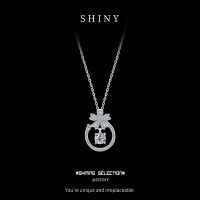 Sterling Silver Small Design Four-Leaf Clover Moissanite Pendant Necklace-S925 sterling silver + 30 points Moissanite