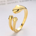 wholesale S925 Sterling Silver Korean-Style Asymmetrical Double Heart Minimalist Ins Trendy Niche Ring-0-1
