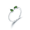 wholesale 925 Silver Adjustable Luxury Minimalist Design Natural Diopside Ring, Prosperity Series with Colored Gemstone Inlay-0-5