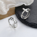 wholesale S925 Sterling Silver Letter Crown Tassel Cross Chain Ring Retro Korean Style Fashion Unisex Ring-0-0