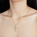 925 Silver Large Geometric Cross Pendant Moissanite Women's Necklace-0-2