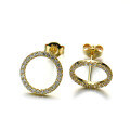 wholesale 14K gold-plated silver zircon circle earrings, Japanese minimalist and fresh OL-style jewelry wholesale-0-3