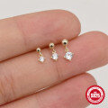 wholesale S925 Sterling Silver Four-Prong Diamond Stud Earrings Set, Women's Korean Minimalist Design Daily Wear-0-3