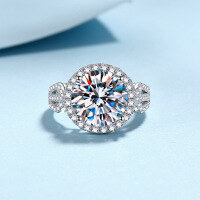 wholesale S925 Sterling Silver Simple and Elegant Circle 5-Carat Moissanite Ring Gift for Best Friend or Wife-5 carat Moissanite No. 11