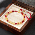 wholesale Gold-plated 925 Silver Braided Bracelet with Lucky Beads and Red Cord, Handcrafted Woven Rope Bracelet with a Light Luxury and High-End Feel-0-3