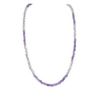 wholesale 925 Sterling Silver Beaded Necklace with Design-Forward, Niche Natural Turquoise, Black Spinel, and Amethyst Accents-DY191243-SS-VT 925 silver
