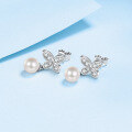 wholesale 925 Silver Vintage Pearl Earrings Moissanite Small Design Earrings Women Fashion Elegant Butterfly Earrings Wholesale-0-1