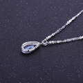 wholesale 925 Silver Luxury Fashion Color Gemstone Pendant European and American Design Sense Personality Crystal Necklace-0-2