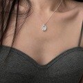 wholesale S925 Sterling Silver Natural Mother-of-Pearl Iridescent Shimmer Oval Shell Necklace Minimalist Design Small Collarbone Chain Ins Style-0-1