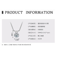925 Silver 2-Carat Pink Diamond Invisible Necklace Mermaid's Tear Dopamine Pendant-Classic six-prong necklace [White Gold 0.5 carats  925 Silver]
