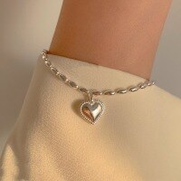 wholesale 925 Sterling Silver Olive Rice Grain Heart Best Friend Bracelet for Women Ins Minimalist Design Small Fresh Style Heart-shaped Accessory-Silver 925 silver