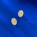 wholesale S925 Silver Gold-Tone Oval Iris Flower Fully Set with Zircon Earrings Vintage Xiaohongshu Live Cross-0-3