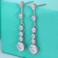 wholesale S925 Sterling Silver Moissanite Earrings with Silver Pin Wholesale, Heavy Duty Long Drop Tassel Earrings for Women, Ear Climbers-0-1