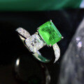 wholesale 925 Metal European and American New Jewelry 7*9 Open Adjustable Ring Women Fashion Versatile Simulated Emerald One Piece Dropshipping-0-2