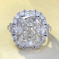 wholesale S925 Silver New High-End Simulated Diamond 12*14 High Carbon Diamond Ice Cut White G Color Ring for Women-R740 White G Diamond No. 5