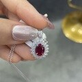 wholesale 925 Sterling Silver Commute Lady Dior Style Oval Pigeon Blood Red Ruby 2 Carat Ring Women's Fashion Simple and Versatile-0-6