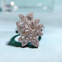 wholesale S925 Silver Luxury Micro-Set Petal Ring for Women, New Collection by Zhuozhifan Jewelry, Cross-Border One-Piece Drop Shipping-R463 Platinum 7