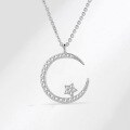 wholesale S925 Sterling Silver Women's Necklace Collarbone Chain Delicate Minimalist Personality Star Moon Niche Design Ins Trendy Fashion-0-1