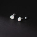 wholesale S925 Silver Korean Style Minimalist Threaded Teardrop Synthetic Opal Stud Earrings for Elegant Women M01942-0-3